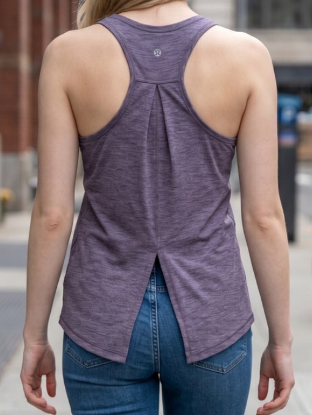Tank Top Racerback Athletic Purple Heathered Split Back Lululemon Workout Active